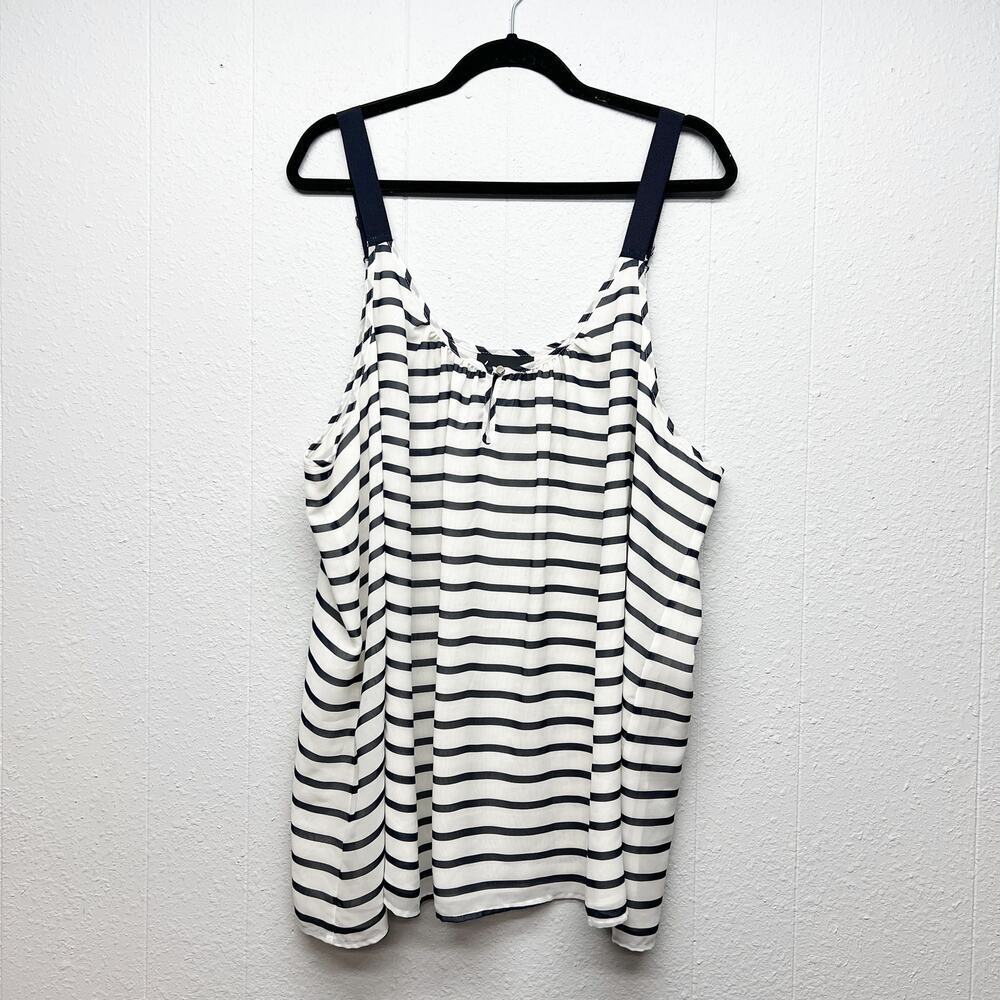 Lane Bryant Striped Tank Top Womens 28 Dainty Relaxed Boho Feminine Beachy